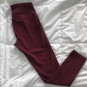 Full length maroon leggings with pockets